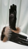 Lamb leather gloves with mink and fox  - Item # AC0135