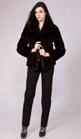 Mahogany mink jacket with drawstring waist - Item # MI0064