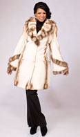 Golden white semi sheared mink stroller with stone marten trim on collar/cuff - Item # SM0092