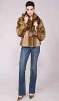Cappuccino dyed sheared mink with Russian sable collar & cuff - Item # SM0099